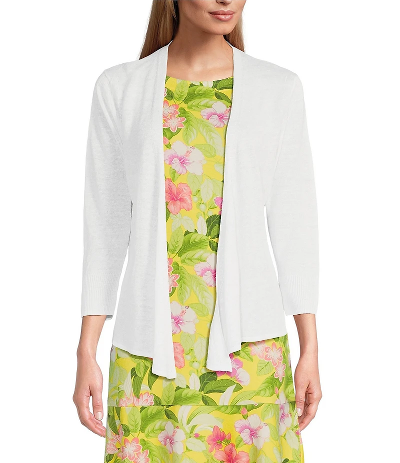 Tommy Bahama Linen Blend Open Front 3/4 Sleeve Cardigan