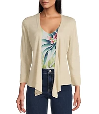 Tommy Bahama Linen Blend Open Front 3/4 Sleeve Cardigan
