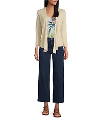 Tommy Bahama Linen Blend Open Front 3/4 Sleeve Cardigan