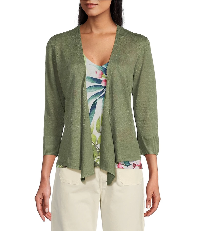 Tommy Bahama Linen Blend Open Front 3/4 Sleeve Cardigan