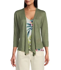 Tommy Bahama Linen Blend Open Front 3/4 Sleeve Cardigan