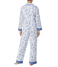 Tommy Bahama Long Sleeve Notch Collar Floral Sateen Long Pajama Set