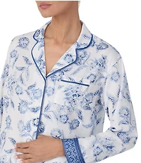 Tommy Bahama Long Sleeve Notch Collar Floral Sateen Long Pajama Set