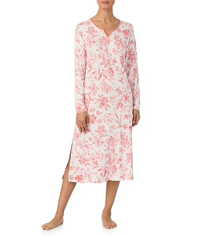 Tommy Bahama Long Sleeve Round Neck Knit Floral Print Long Lounger