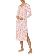 Tommy Bahama Long Sleeve Round Neck Knit Floral Print Long Lounger