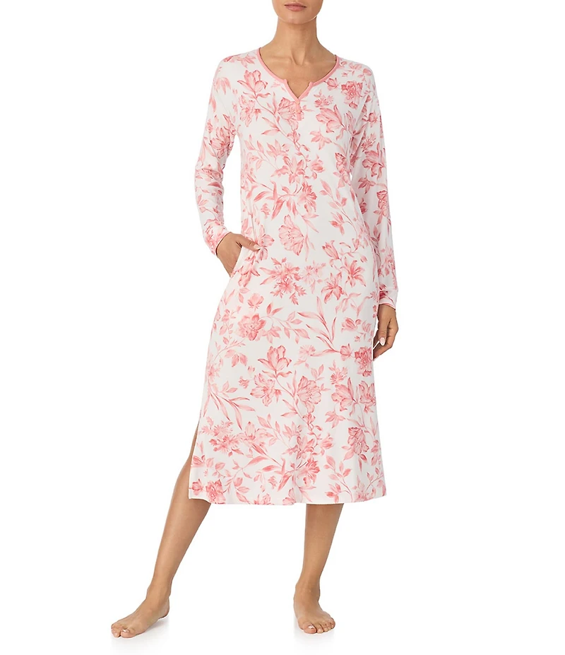 Tommy Bahama Long Sleeve Round Neck Knit Floral Print Long Lounger