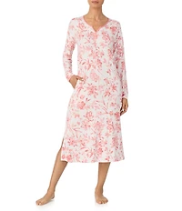 Tommy Bahama Long Sleeve Round Neck Knit Floral Print Long Lounger