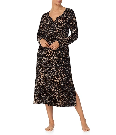 Tommy Bahama Long Sleeve Round Neck Knit Leopard Print Long Lounger