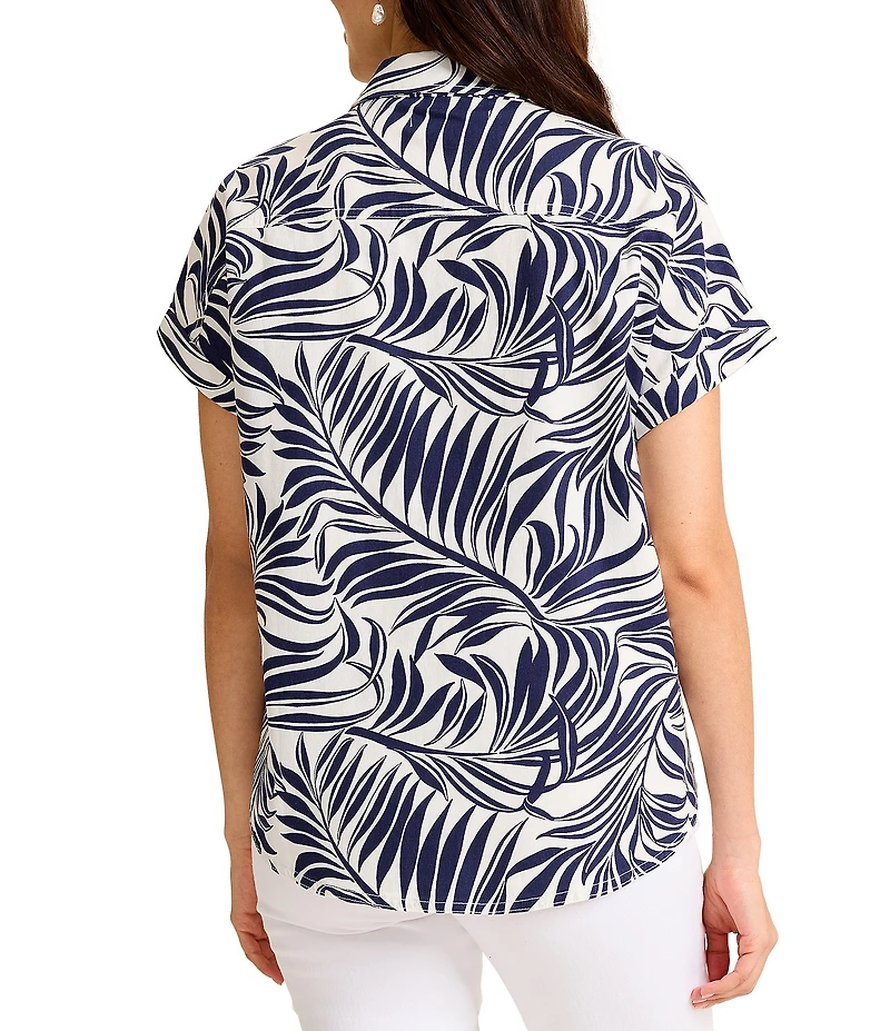 Tommy Bahama Lush Zebra Twill Point Collar Short Sleeve Button-Front Shirt