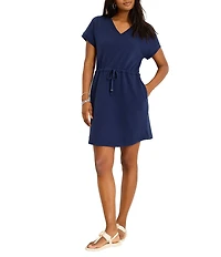 Tommy Bahama Marina Del Mar Cotton V-Neck Short Sleeve Shift Dress