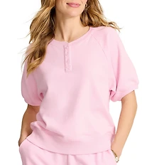 Tommy Bahama Marina Del Mar Henley Collar Short Sleeve Sweatshirt