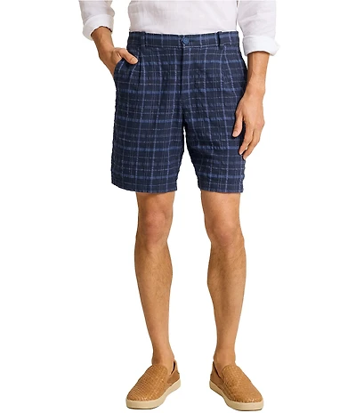 Tommy Bahama Midnight Check Single Pleat 9#double; Inseam Shorts