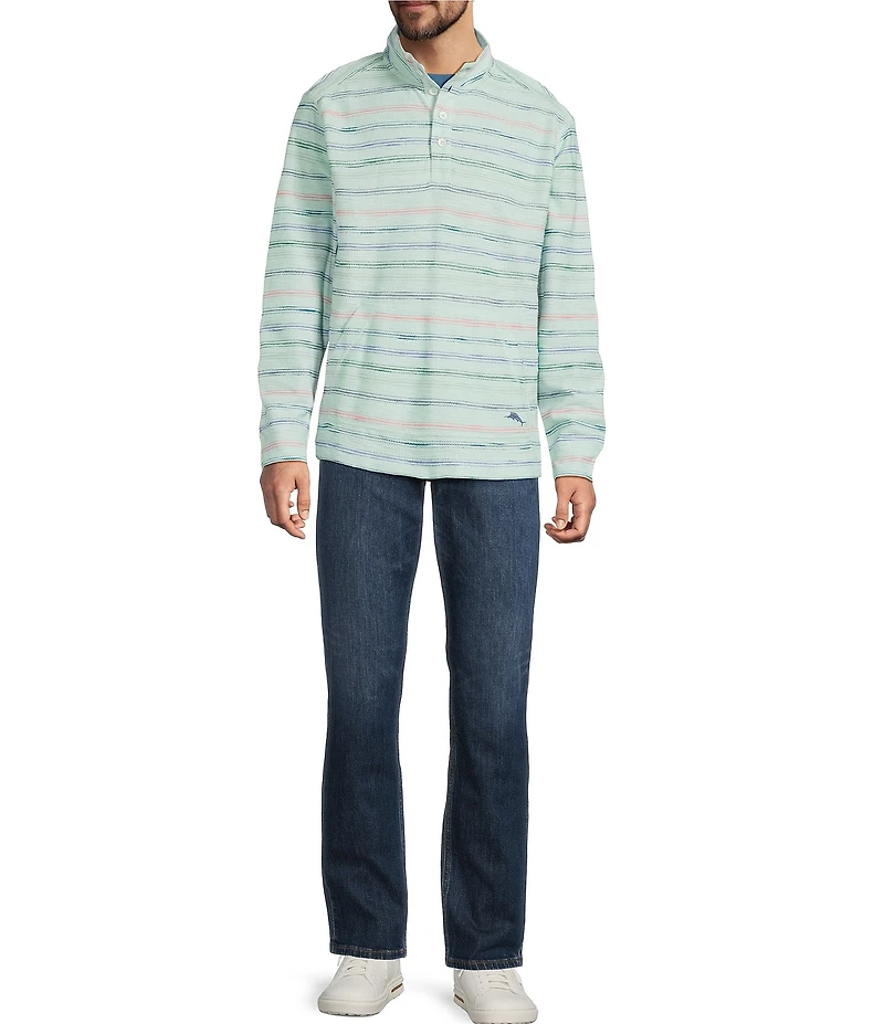 Tommy Bahama Minori Sands Button Mockneck Stripe Pullover