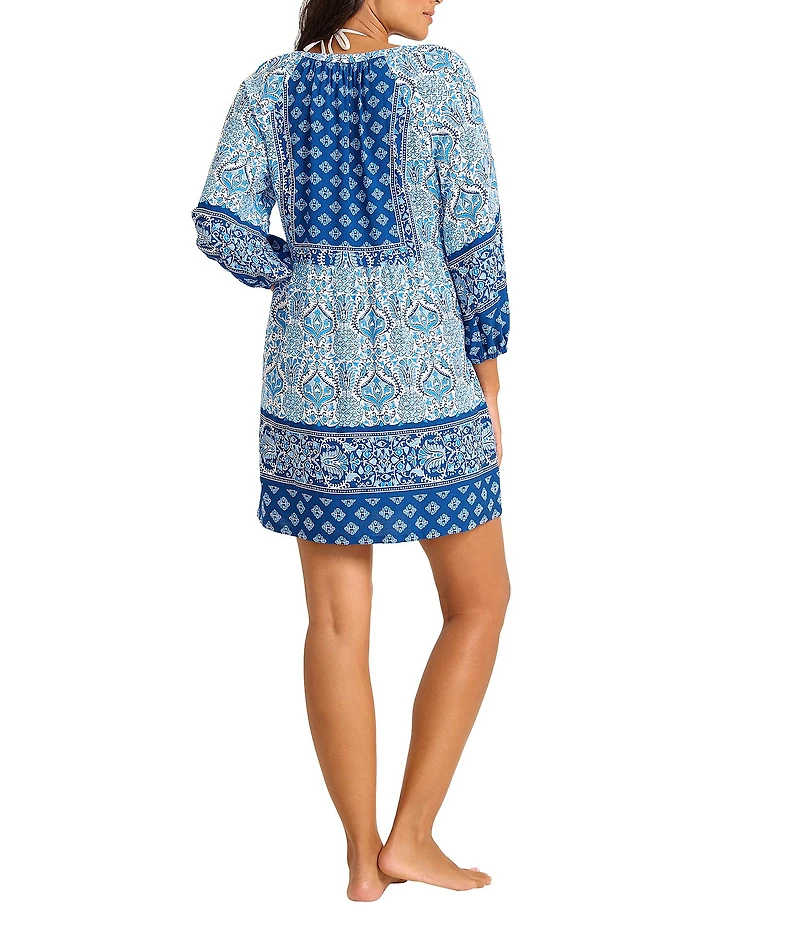 Tommy Bahama Noble Pineapple Split Neck Dress Swim Cover-Up