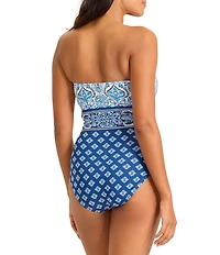 Tommy Bahama Noble Pineapple Strapless Bandeau One Piece Swimsuit