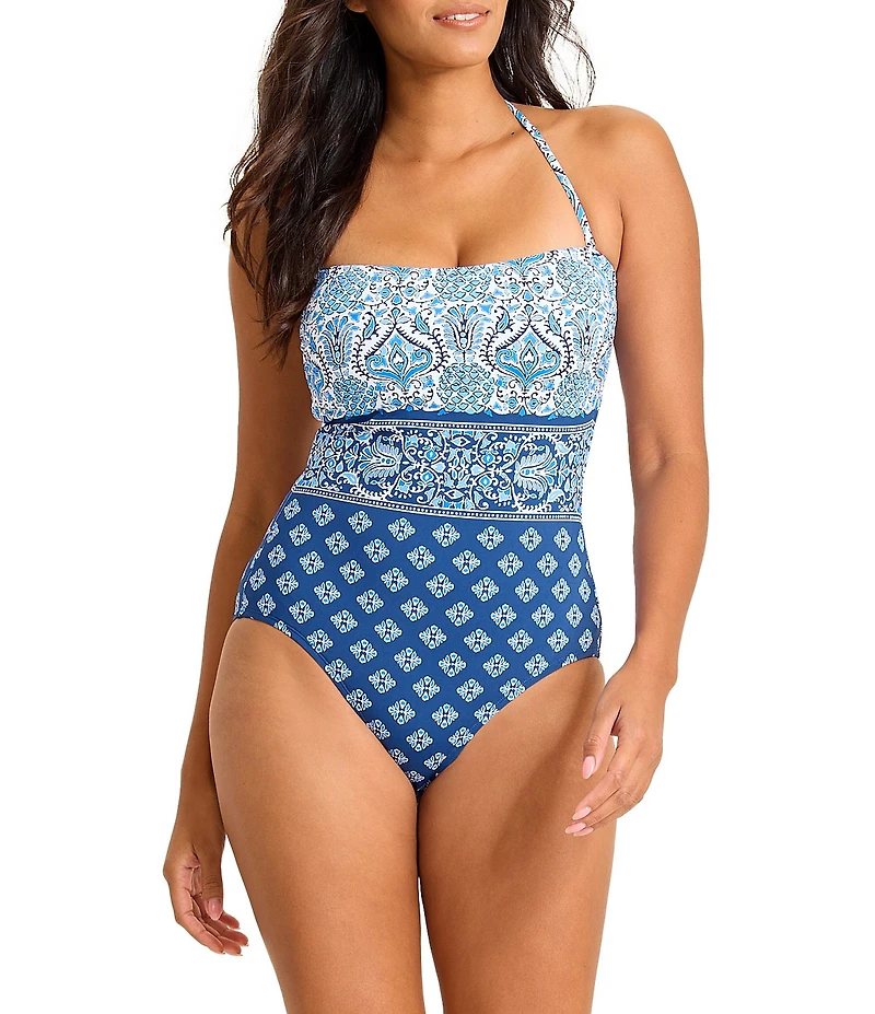 Tommy Bahama Noble Pineapple Strapless Bandeau One Piece Swimsuit