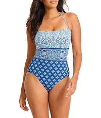 Tommy Bahama Noble Pineapple Strapless Bandeau One Piece Swimsuit