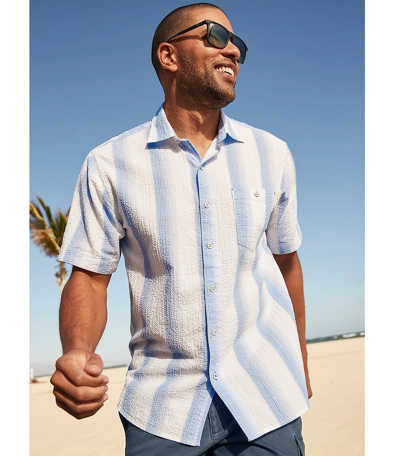 Tommy Bahama Nova Wave Maliblue Stripe Short Sleeve Woven Shirt