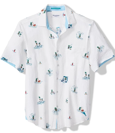 Tommy Bahama Nova Wave Pineapple Pete Stretch Short Sleeve Button Front Woven Shirt