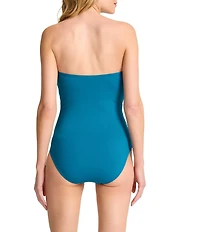 Tommy Bahama Novelty Pearl Sweetheart Gold Wire Bandeau One Piece Swimsuit