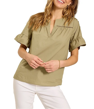 Tommy Bahama Oceana Isle Split V-Neck Short Flutter Sleeve Top