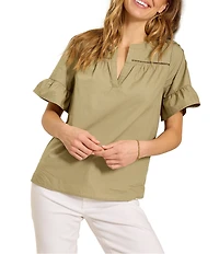 Tommy Bahama Oceana Isle Split V-Neck Short Flutter Sleeve Top