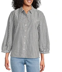 Tommy Bahama Palisade Isles Striped Cotton Poplin Point Collar Long Sleeve Button Front Shirt