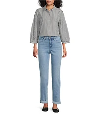 Tommy Bahama Palisade Isles Striped Cotton Poplin Point Collar Long Sleeve Button Front Shirt