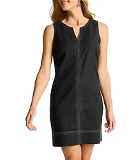 Tommy Bahama Palm-A-Dora Linen Blend Twill Split Neck Sheath Dress
