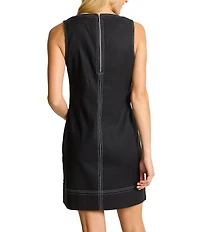 Tommy Bahama Palm-A-Dora Linen Blend Twill Split Neck Sheath Dress