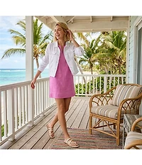 Tommy Bahama Palm-A-Dora Linen Blend Twill Split Neck Sheath Dress