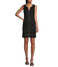 Tommy Bahama Palm-A-Dora Linen Blend Twill Split Neck Sheath Dress