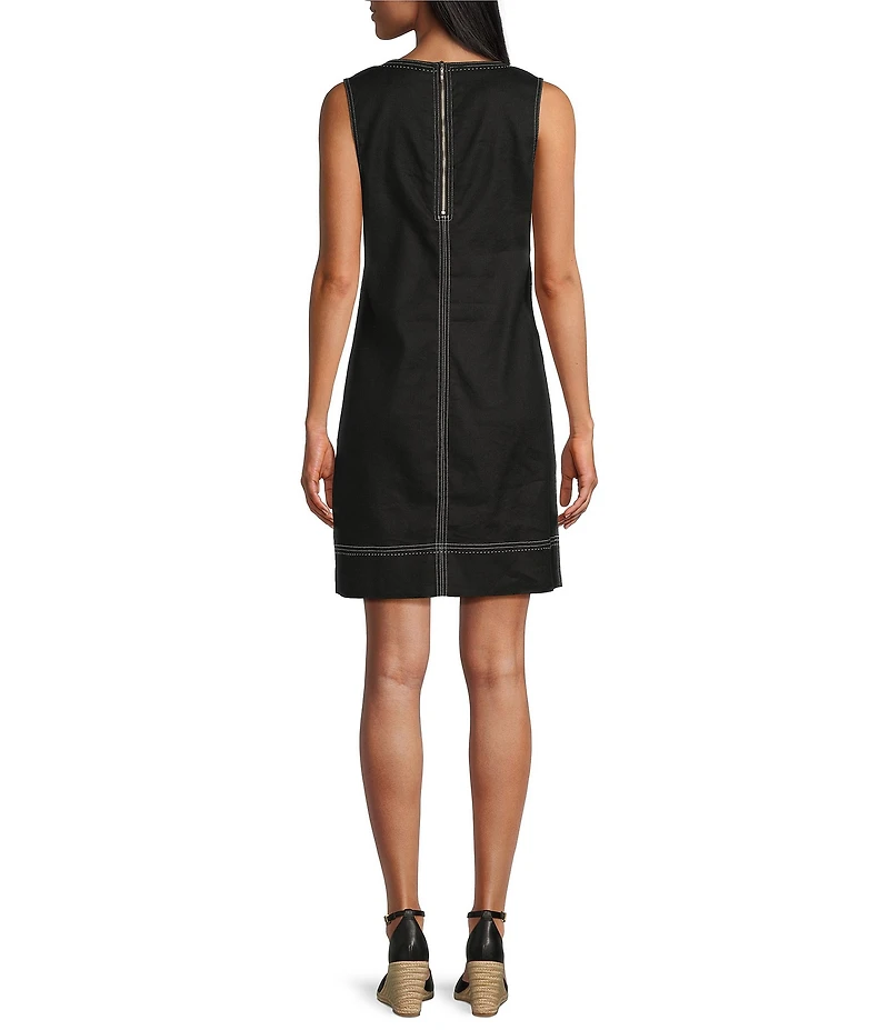 Tommy Bahama Palm-A-Dora Linen Blend Twill Split Neck Sheath Dress