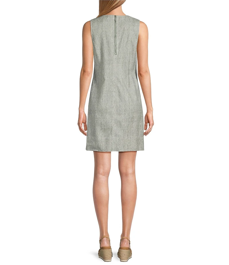 Tommy Bahama Palm-A-Dora Shimmer Bay Slub Twill Spit V-Neck Sheath Dress