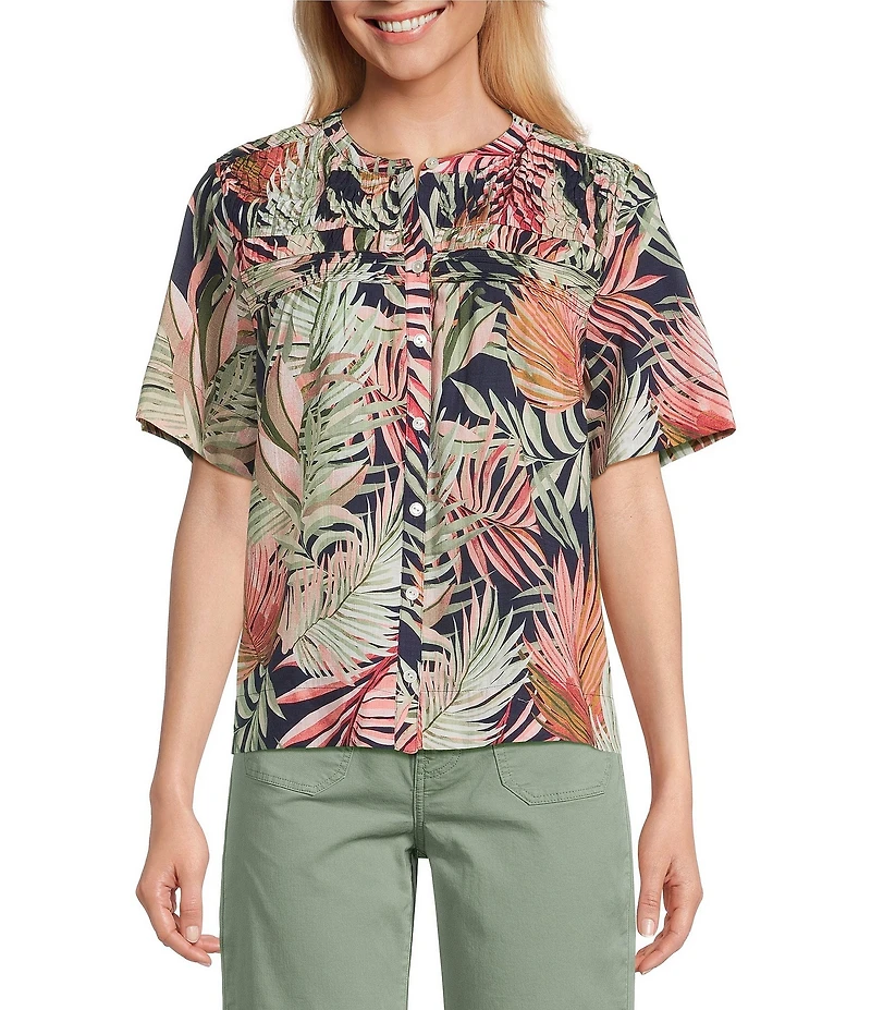 Tommy Bahama Palm Canyon Short Sleeve Button Front Top