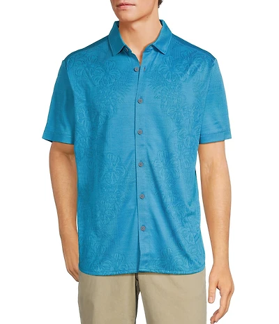 Tommy Bahama Palm Coast Cascade Vines Jacquard Short Sleeve Woven Camp Shirt