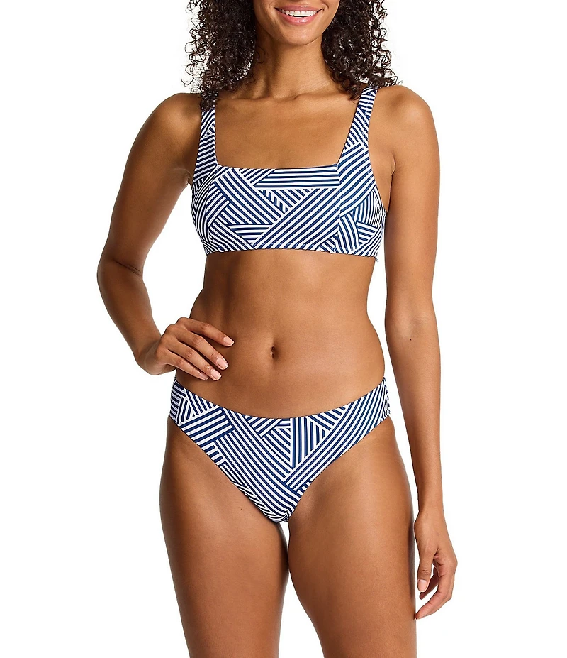 Tommy Bahama Palm Modern Stripe Square Neck Swim Top