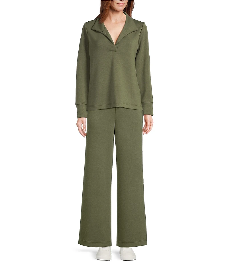 Tommy Bahama Palm Voyage 4-Way Stretch Knit Wide-Leg Pull-On Ankle Length Pants