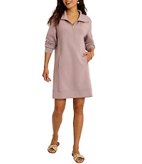 Tommy Bahama Palm Voyage 4-Way Stretch Tencel Quarter Zip Long Sleeve Dress
