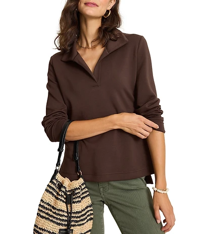 Tommy Bahama Palm Voyage Coordinating Knit 4-Way Stretch Johnny Collar Long Sleeve Sweatshirt