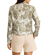 Tommy Bahama Palmae Beach Two Palms Linen Point Collar Long Sleeve Raw Edge Coordinating Jacket