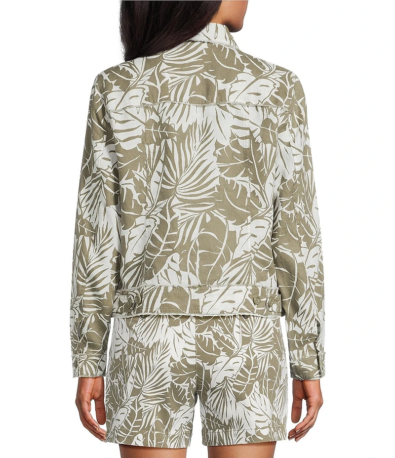 Tommy Bahama Palmae Beach Two Palms Linen Point Collar Long Sleeve Raw Edge Coordinating Jacket