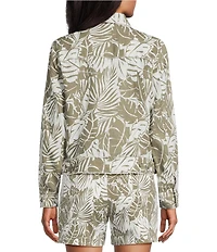 Tommy Bahama Palmae Beach Two Palms Linen Point Collar Long Sleeve Raw Edge Coordinating Jacket