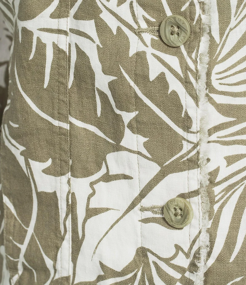 Tommy Bahama Palmae Beach Two Palms Linen Point Collar Long Sleeve Raw Edge Coordinating Jacket