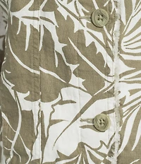 Tommy Bahama Palmae Beach Two Palms Linen Point Collar Long Sleeve Raw Edge Coordinating Jacket