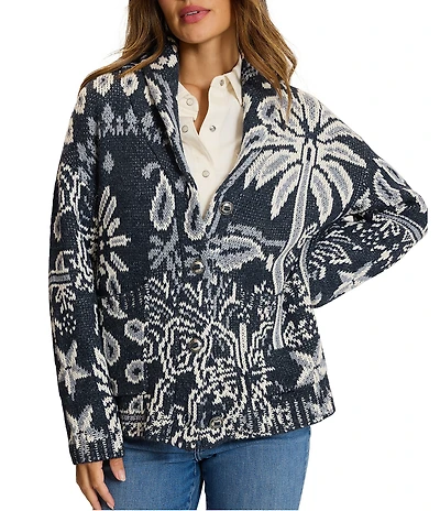 Tommy Bahama Palmdana Jacquard Shawl Collar Long Sleeve Cardigan