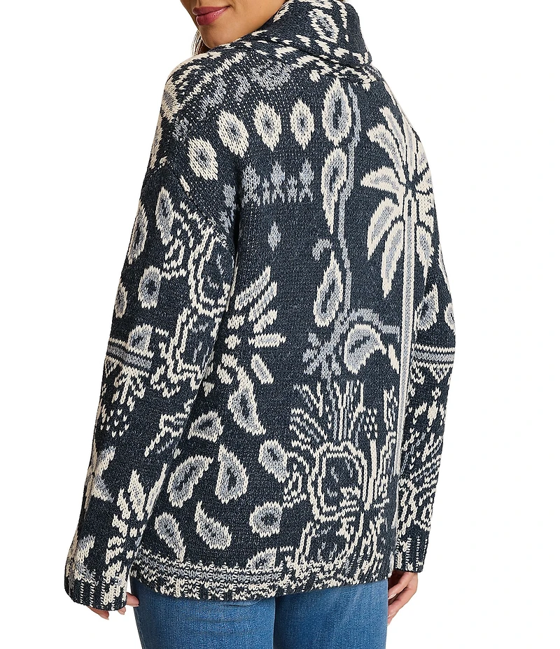 Tommy Bahama Palmdana Jacquard Shawl Collar Long Sleeve Cardigan