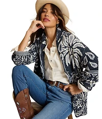 Tommy Bahama Palmdana Jacquard Shawl Collar Long Sleeve Cardigan