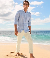 Tommy Bahama Paradisio Plaid Linen Long Sleeve Woven Shirt