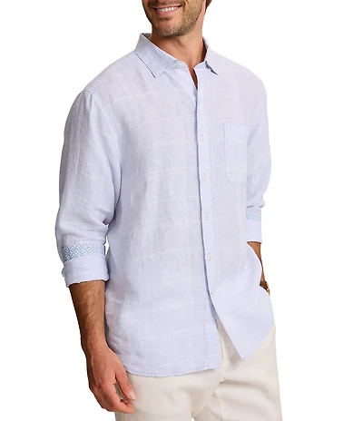 Tommy Bahama Paradisio Plaid Linen Long Sleeve Woven Shirt